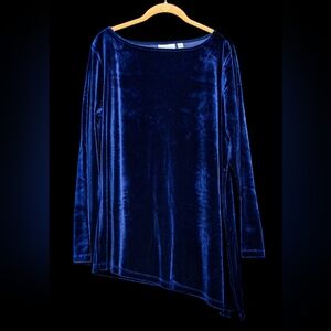 Susan Graver Blue Asymmetrical Top L